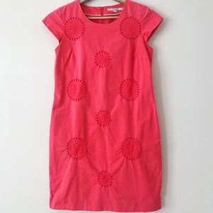 Boden Coral Salmon Pink Cap Sleeve Floral Dress 6R